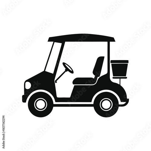 Golf cart vehicle driving icon of silhouette vector illustration