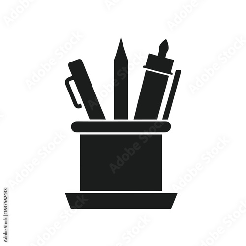 graphic of a pen holder icon of silhouette vector illustration on white