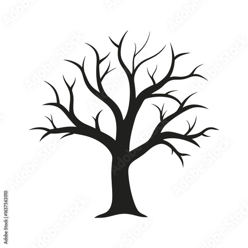  Bare Tree Branch icon of silhouette vector illustration