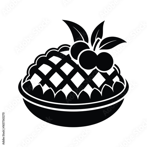 berry pie icon of silhouette vector illustration