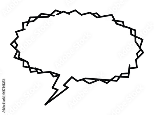 Speech Bubble: A black-outlined speech bubble, ready for your own personalized dialogue. Emphasizing communication and conversation.