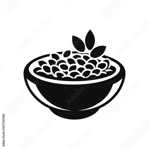 bowl of lentils icon of silhouette vector illustration