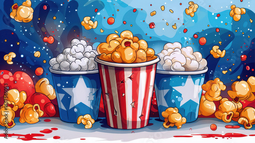 Vector cartoon cinema seamless pattern with popcorn.jpeg