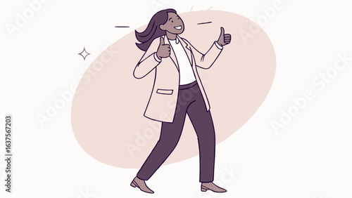Cheerful Woman Giving Thumbs Up Expressing Positive Emotions.