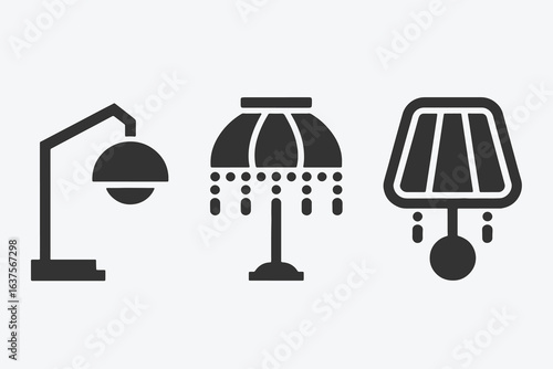 Modern table lamp icons