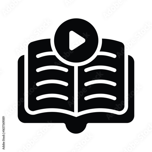 A glyph style icon of recorded video course display