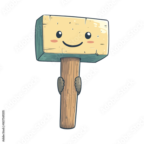 A cute, cartoon-style illustration of a smiling wooden mallet, suitable for blogs or websites about DIY projects, construction, woodworking, or home repair.

