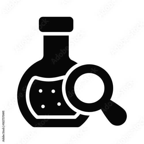 An glyph icon of active lab research magnifier