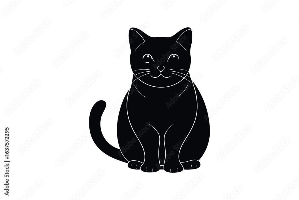 Fototapeta premium Silhouette art design illustration of a British Shorthair cat.eps
