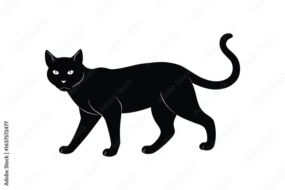 Fototapeta premium Silhouette art design illustration of a Burmese cat walking forward.eps