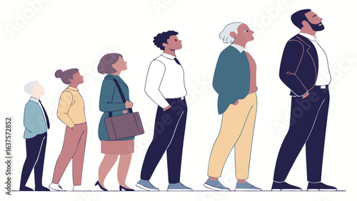 Illustration of People of Different Ages Looking Upward.