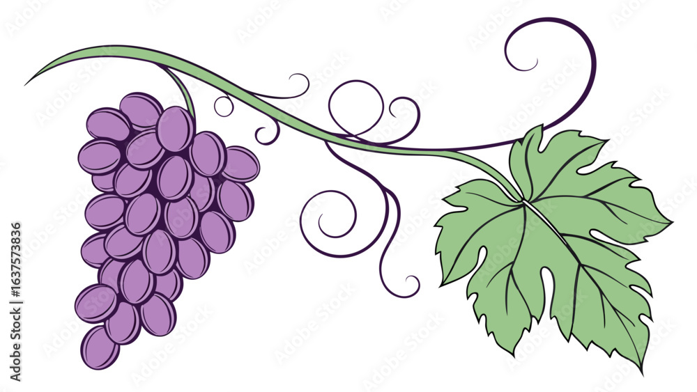 Obraz premium Ornate Grapevine Cluster with Leaves.