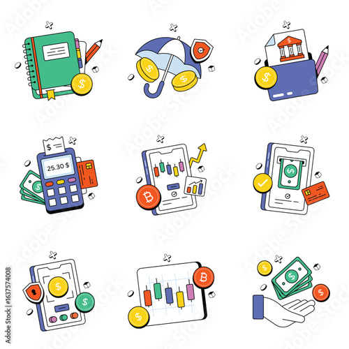 Banking Concept Vector Icon Eps 10 File Set 5