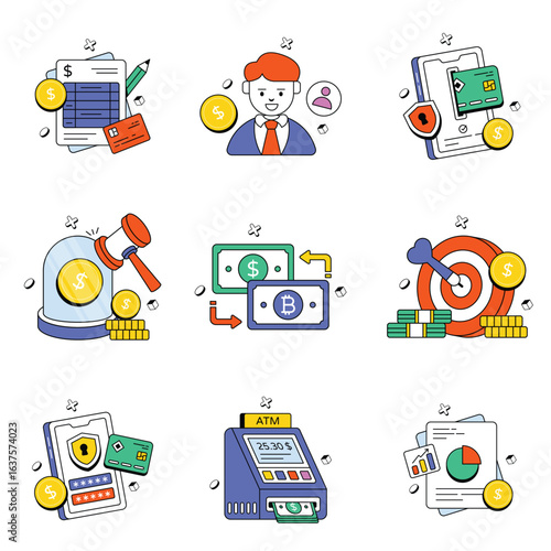 Banking Concept Vector Icon Eps 10 File Set 4