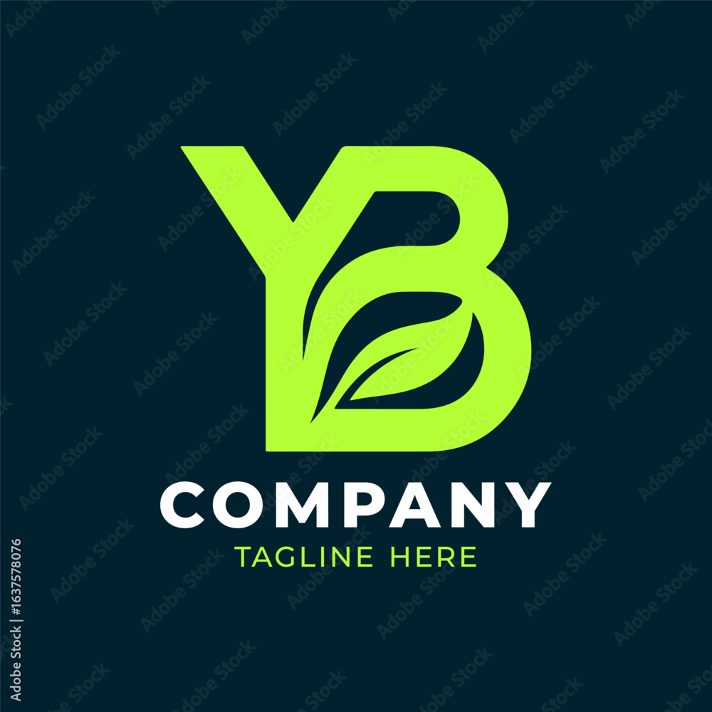 Fototapeta premium Joint letter green leaf logo design