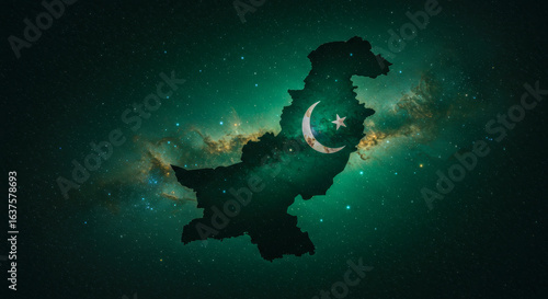 Pakistan Independence Day Map with Flag Design 14 August