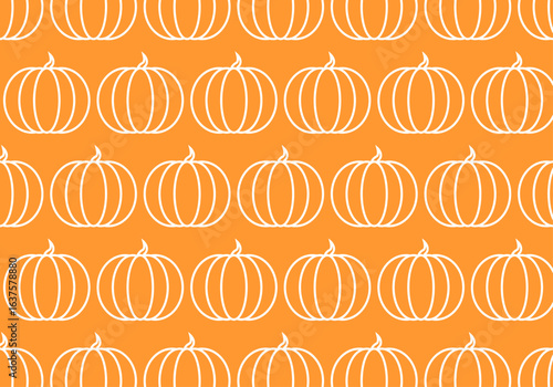 Patrón de calabazas de trazo naranja en fondo naranja