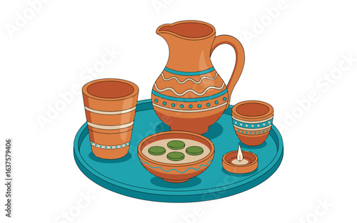 clay jug and glass