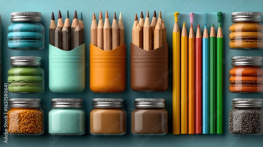 Fototapeta premium Colored pencils banner