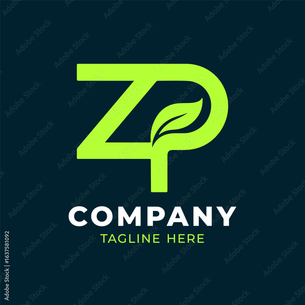 Obraz premium ZP letter green leaf logo design