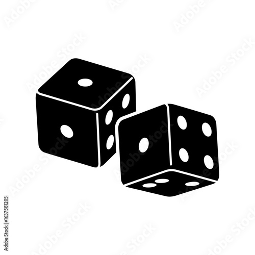 Bold 3D Dice Silhouette - Tilted Forward Perspective