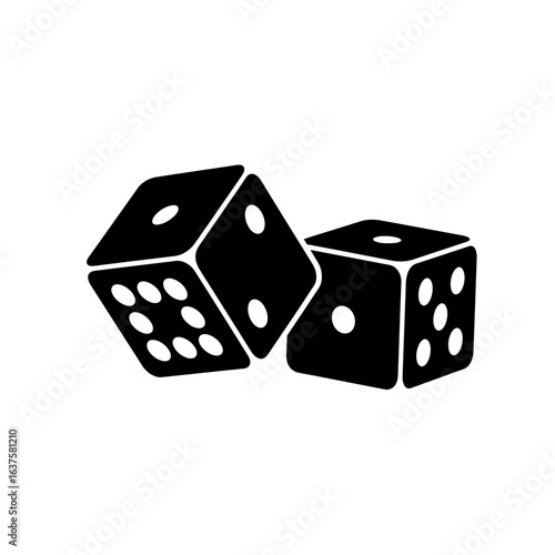 Bold 3D Dice Silhouette - Tilted Forward Perspective