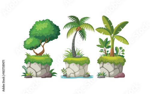Various tree vectors. Forest and nature concept. Collection of different tree symbols. Education and training poster design. Vector drawn for plant and tree presentation.