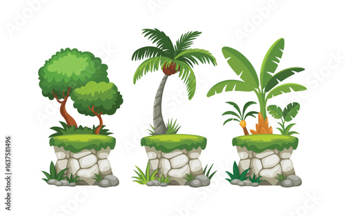 Various tree vectors. Forest and nature concept. Collection of different tree symbols. Education and training poster design. Vector drawn for plant and tree presentation.