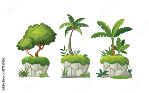 Various tree vectors. Forest and nature concept. Collection of different tree symbols. Education and training poster design. Vector drawn for plant and tree presentation.