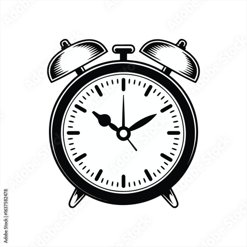 black alarm clock isolated on white background