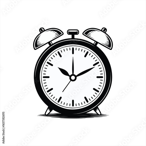 black alarm clock isolated on white background