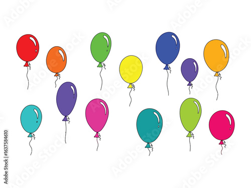 Colorful Ascension: An array of vibrantly colored balloons dance against an open sky, creating a joyous atmosphere filled with anticipation and celebration.