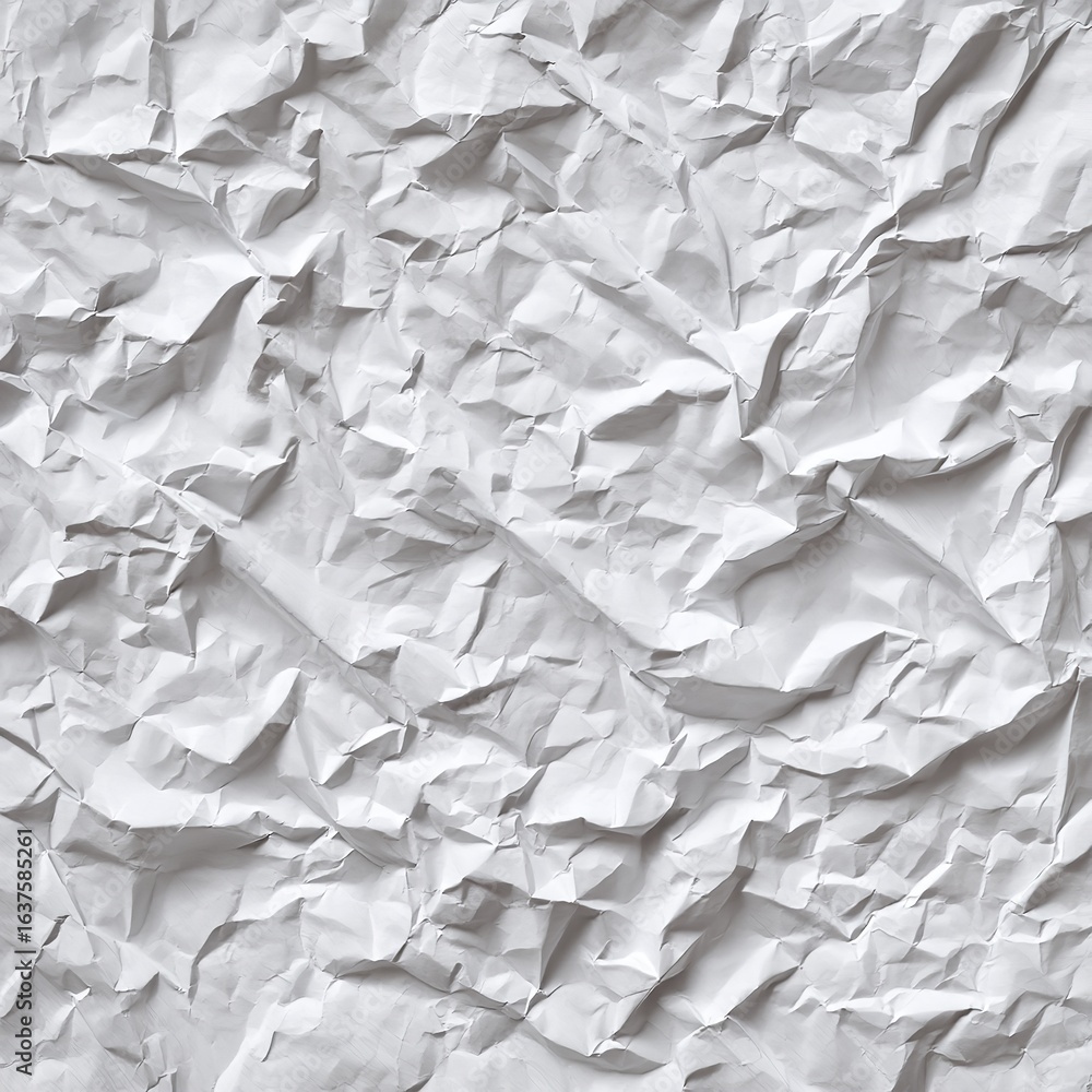 Obraz premium A close up shot of crumpled white paper showing the texture and shadows creating an abstract pattern design