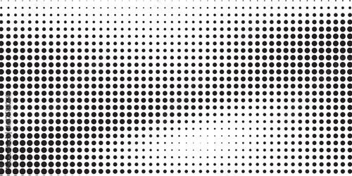 Set of halftone dots gradient pattern texture isolated on white background. Straight dotted spots using halftone circle dot raster texture. Vector blot  modern