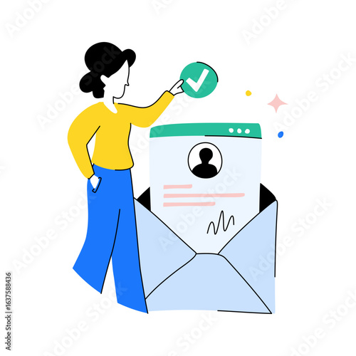 Animated Person Approving a Digital Resume in an Envelope