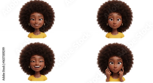 Diverse cartoon girl expressions