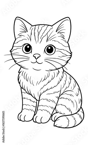 Cute kitten coloring page for kids and cat lovers