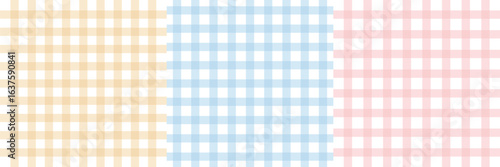 A vibrant set of textile fabric patterns featuring classic check 
