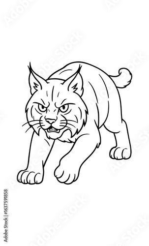Fierce wild cat sketch with bold lines captures the power and grace of predators