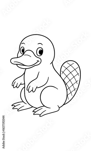 Cute cartoon platypus outline for kids' coloring activities