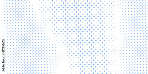 Stars Modern Halftone Geometry Pattern Vector Smooth Camber Border Blue Abstract Background. Checkered Faded Particles Curve Line Subtle Texture. Half Tone Contrast Graphic Minimalist Wide Wallpaper