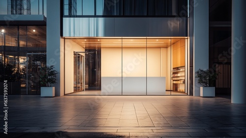 Modern glass shop window display for branding and design showcase