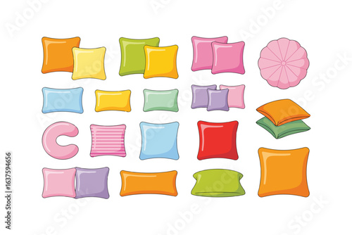 Pillow line icon vector illustration. Hand drawn outline soft cushion for comfort and rest while sleeping at night in bedroom, single fluffy cotton pillow for home bed or sofa of square shape