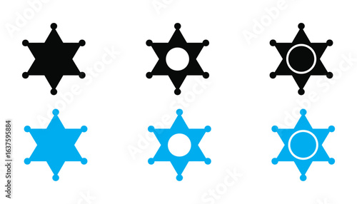 sheriff star, sheriff badge, police star, star icon vector set