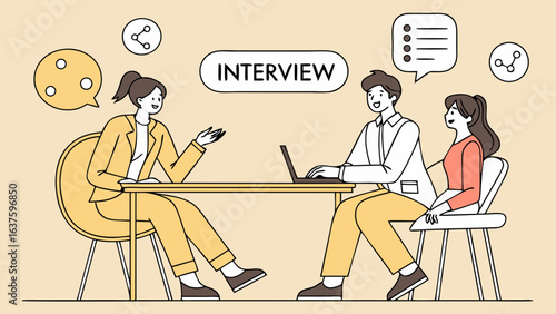 Job Interview Scene with Diverse Participants.