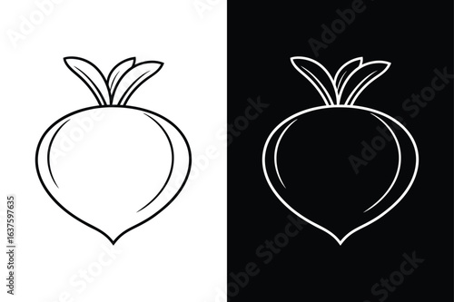 Thin Line Rutabaga Illustration. Minimal Vegetable Icon on White & Black Background