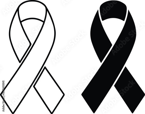 
Black and White Awareness Ribbon Symbols Memorial Support Vector Graphics