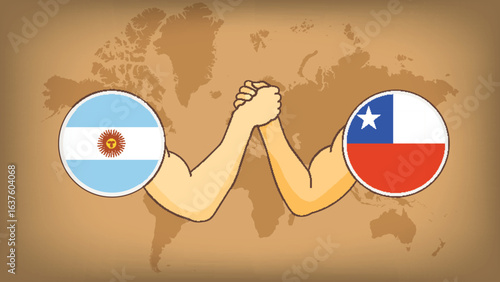 High Quality background Featuring Hands Fight of Chile vs Argentina