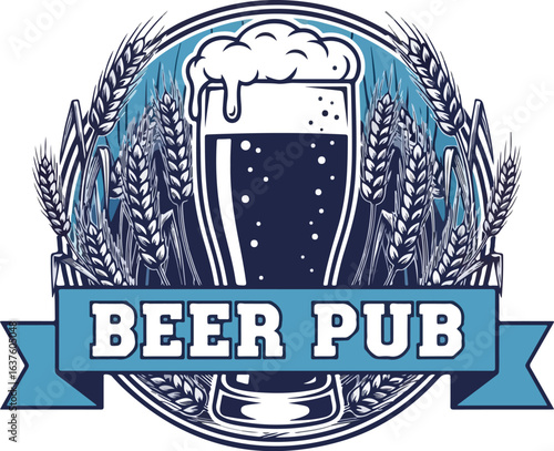 Beer Pub Logo Badge Vector Design