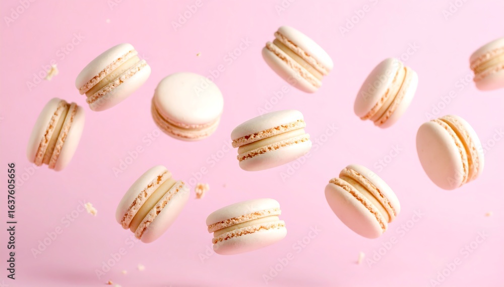 Obraz premium Pastel macarons in mid-air